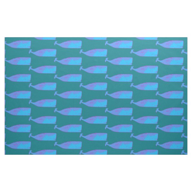 Blå valar mönster tyg (Fat Quarter)