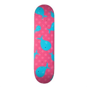 Blå valar, rosa polka dots mini skateboard bräda 18,7 cm