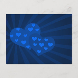 Blå Valentine Hearts-kort Helg Vykort