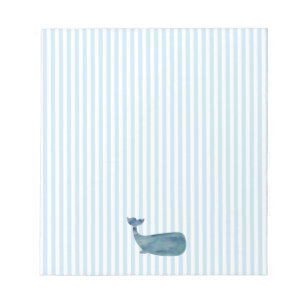 Blå valfiskar Nautical Blue Rand Preppy Anteckningsblock