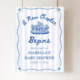 Blå välkomstskylt för baby shower - Ett nytt kapit Poster