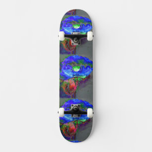 Blå vallmo, blå abstrakt blomma skateboard bräda 20 cm