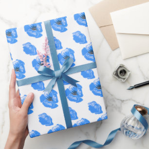 Blå vallmo Flowers sommarnatur mönster Presentpapper