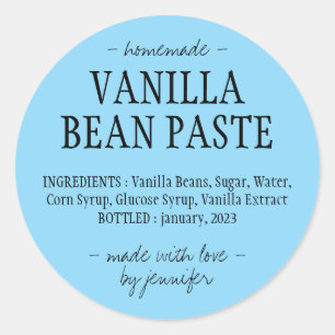 Blå Vaniljbean Paste Flaska Hemmagjord extrakt Runt Klistermärke