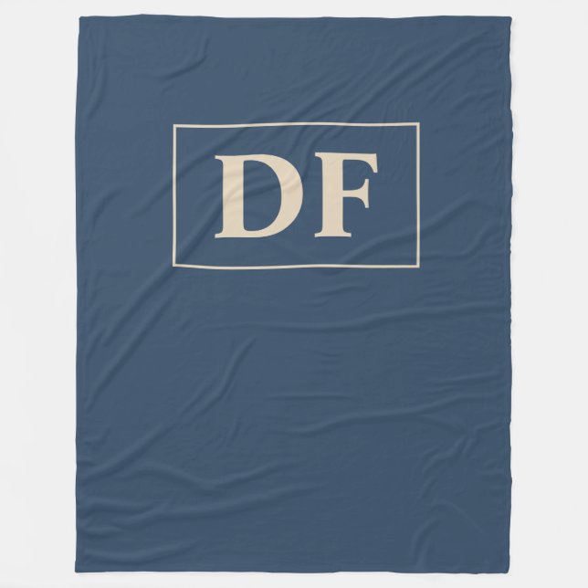 Blå/Vanilla Monogrammed Fleecefilt (Framsidan)