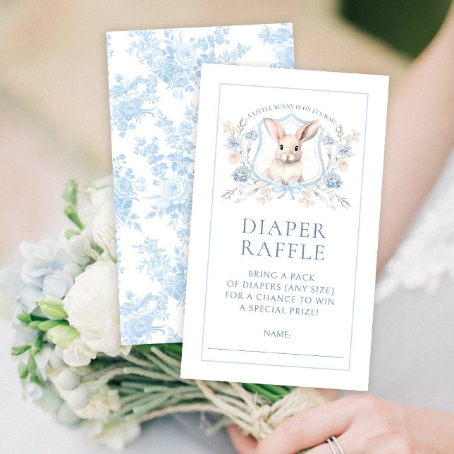 Blå Vapensköld Bunny Pojke Shower Diaper Raffle Tilläggskort (Skapare uppladdad)