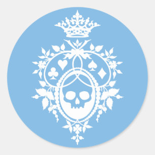 Blå Vapensköld med Skull och mattor Stickers Runt Klistermärke