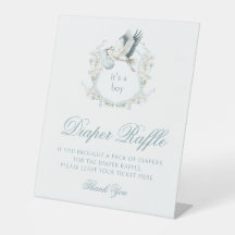 Blå Vapensköld Stork Boho Baby Shower Raffle