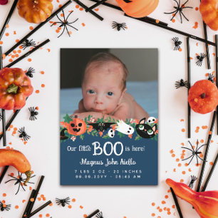 Blå vår lilla boo är här Halloween Baby Meddelande