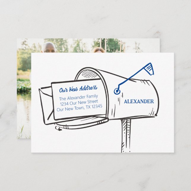 Blå vår Nya adress Flytta i postlådan (Fram/baksida)