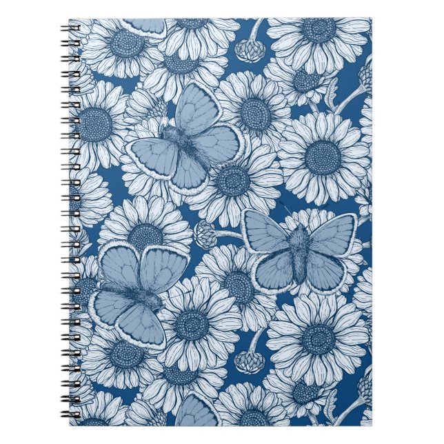 Blå vår, vild, blommor, daisy anteckningsbok (Framsidan)