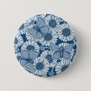 Blå vår, vild, blommor, daisy knapp