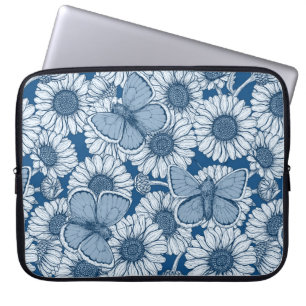 Blå vår, vild, blommor, daisy laptop fodral