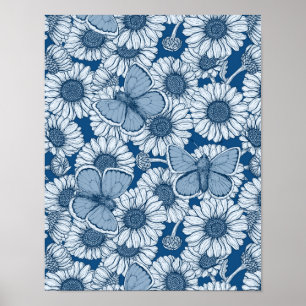 Blå vår, vild, blommor, daisy poster
