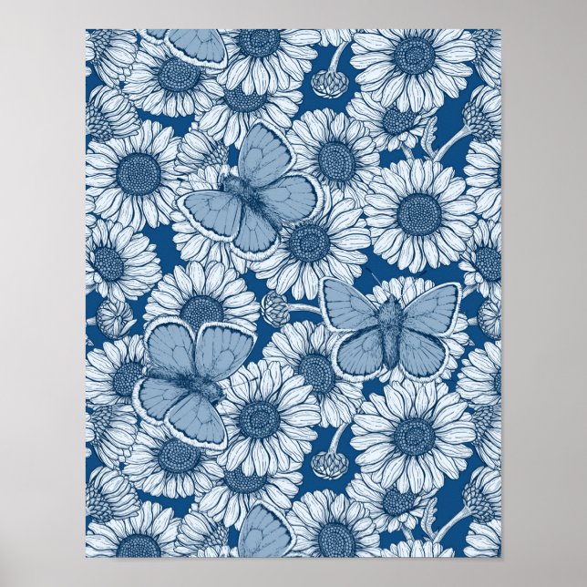Blå vår, vild, blommor, daisy poster (Framsidan)