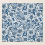 Blå vår, vild, blommor, daisy sjal<br><div class="desc">Blommor och bläckhaltiga fjärilar från daisyn hand plockade,  vektorlösa mönster</div>