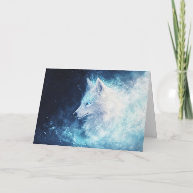 Blå Varg i en kelestial dröm Kort (Framsida)