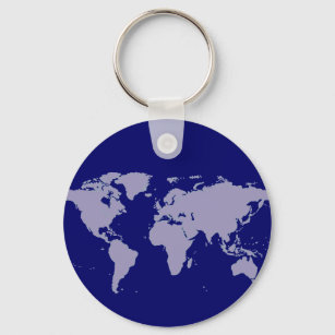 blå världskarta nyckelring