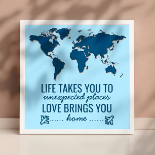 Blå världskartor Motiverande Livsstil Typografi Ci Poster