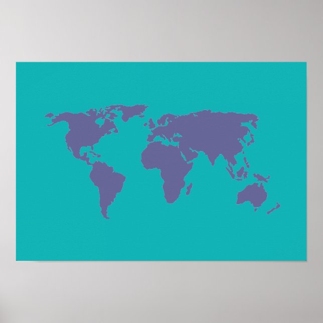 blå världsomspännande karta poster (Framsidan)