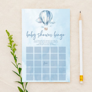 Blå Varm Luft Ballong Bingo Baby Shower Spel