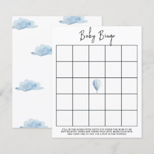 Blå varmluftsballong - Baby shower bingo spel