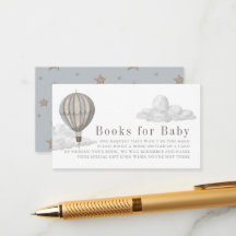Blå varmluftsballong Baby Shower Bokförfrågan