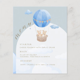 Blå varmluftsballong Björn Båge Baby Shower Meny