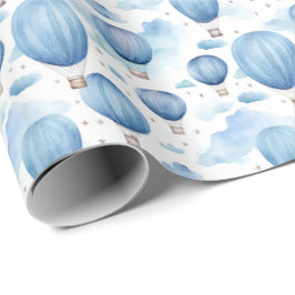 Blå varmluftsballong himmel för pojkbarnkammare presentpapper