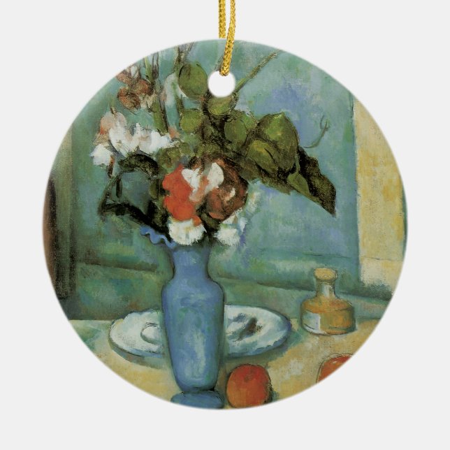 Blå Vas (blommor och frukt) av Paul Cezanne Julgransprydnad Keramik (Framsidan)