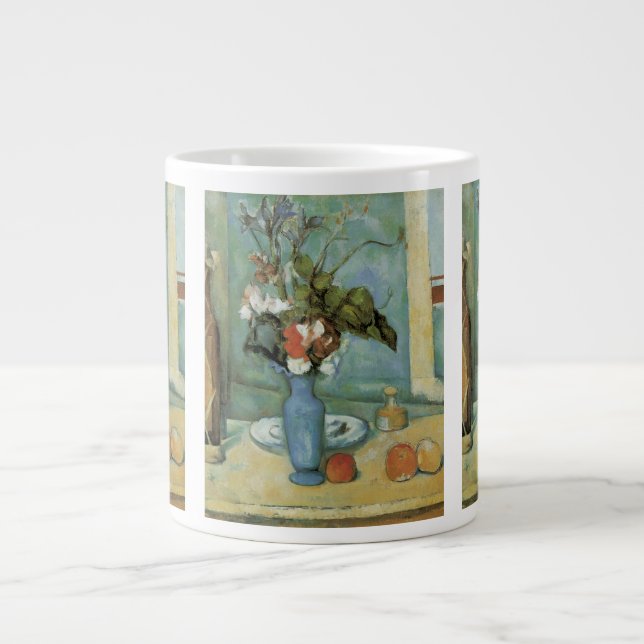 Blå Vas (blommor och frukt) av Paul Cezanne Jumbo Mugg (Framsidan)