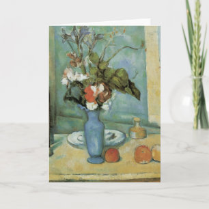 Blå Vas (blommor och frukt) av Paul Cezanne Kort