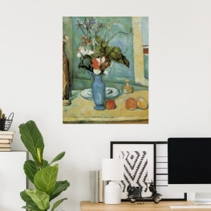 Blå Vas (blommor och frukt) av Paul Cezanne Poster