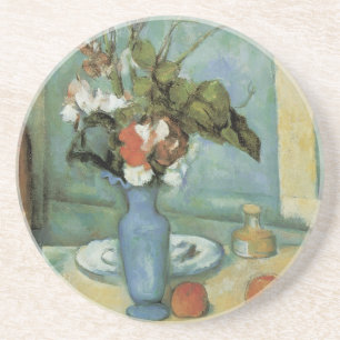 Blå Vas (blommor och frukt) av Paul Cezanne Underlägg Sandsten