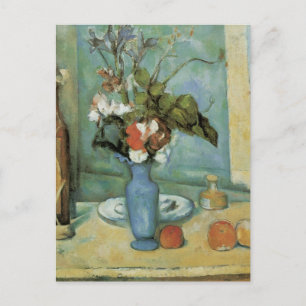 Blå Vas (blommor och frukt) av Paul Cezanne Vykort