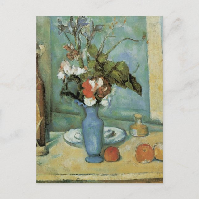 Blå Vas (blommor och frukt) av Paul Cezanne Vykort (Framsida)