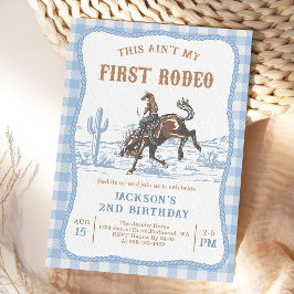 Blå västern cowboy födelsedagsinbjudan inbjudningar