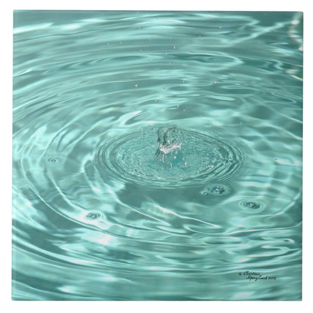 Blå vatten-droppar kakelplatta (Framsidan)