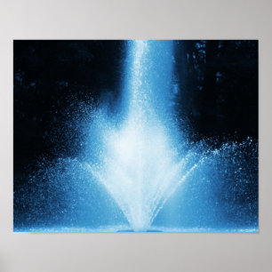 Blå Vatten Fontän Spray-Abstrakt Poster
