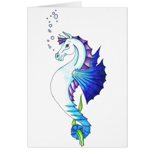 Blå Vatten-hästen Hälsningskort (Framsidan)