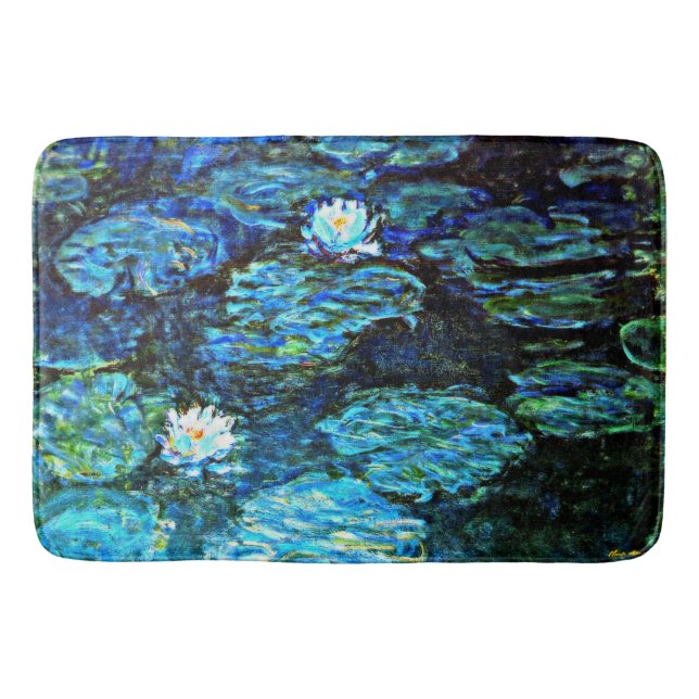 Blå Vatten-Lilies, berömd, målning Badrumsmatta (Framsidan)