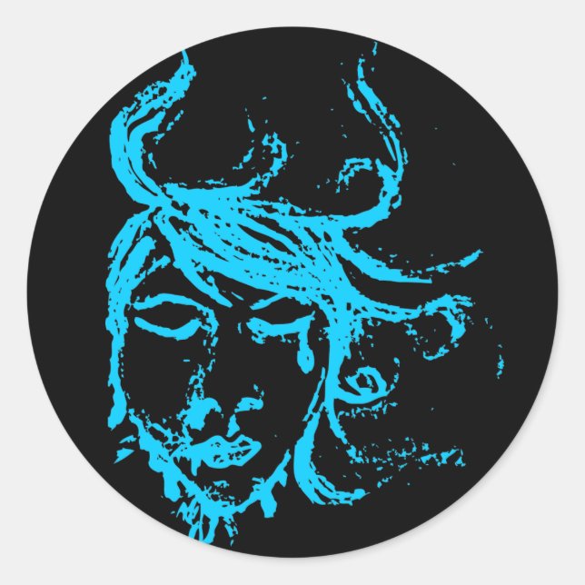 blå vatten runt klistermärke (Framsida)