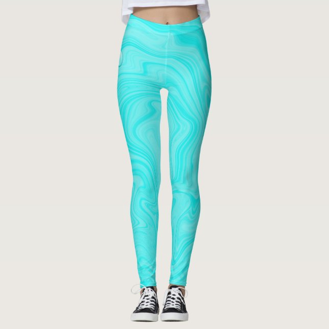 Blå vattendroppar sommar simma pool födelsedagsfes leggings (Framsida)