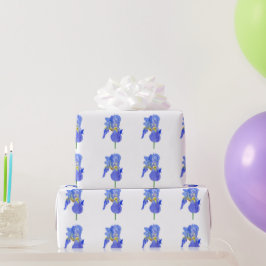 Blå vattenfärg Blå isblomma Papper Presentpapper