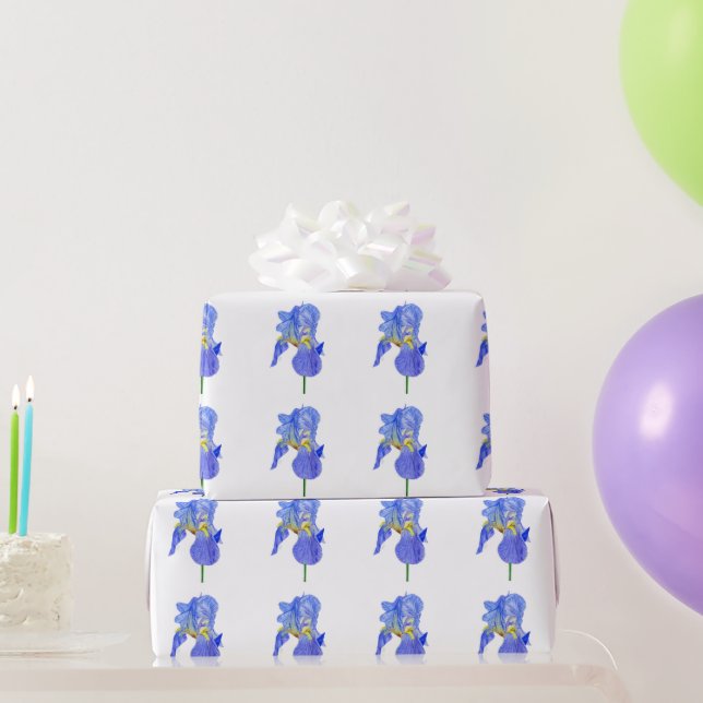 Blå vattenfärg Blå isblomma Papper Presentpapper (Festgåvor)