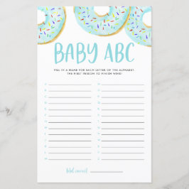 Blå vattenfärg Donuts Baby ABC Baby Shower Game