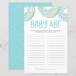 Blå vattenfärg Donuts Baby ABC Baby Shower Game