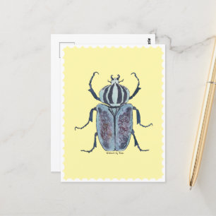 Blå vattenfärg för Beetle Vykort
