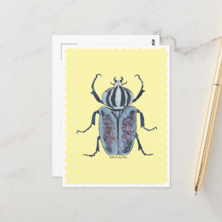 Blå vattenfärg för Beetle Vykort