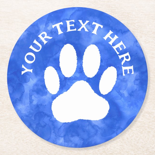 Blå vattenfärg för vit Anpassningsbar Underlägg Papper Rund (Framsidan)